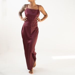 Dark Red Satin Feel Dress